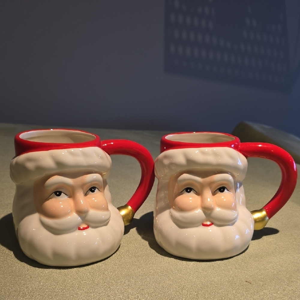 Jillian Harris Pair Of Santa Claus Head Christmas Mugs